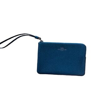 Coach wristlet, shiny emerald greenish color